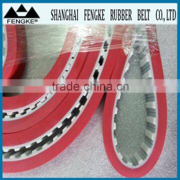 Customer Designed Red Rubber Covered PU Timing Belts