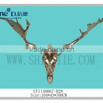 Electro plated Golden Fallow deer skull antlers wall art sculpture