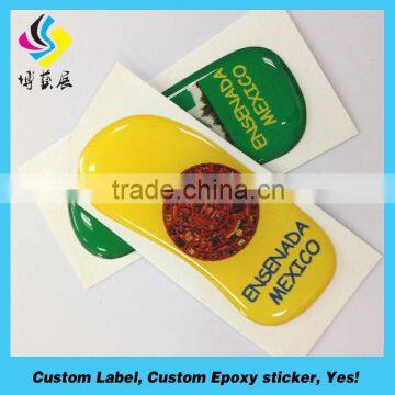 promotional clear dome logo kids non-yellow 3d cartoon epoxy stickers