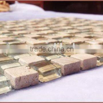 Interior decoration crystal glass mosaic tile design, stone mosaic tile