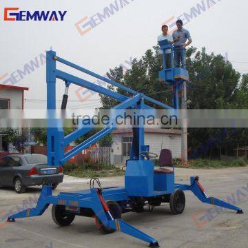 High rise window cleaning articulated small boom lift