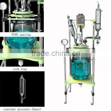 double layer 3.3 borosilicate jacketed glass reactor 5L ~ 150L