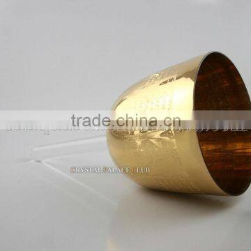 Egyptain Engraved 24k Gold Quartz Crystal Singing Bowls With Handle