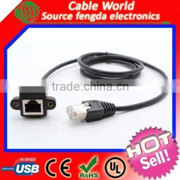 THE NEW 6FT RJ45 Female to Male F/M Panel Mount Network Extension Cable Screw Lock