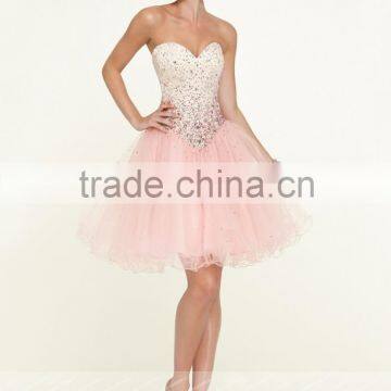 WYY33 sexy A-line sweetheart off the shoulder backless beaded bust puffy short vestidos prom dress