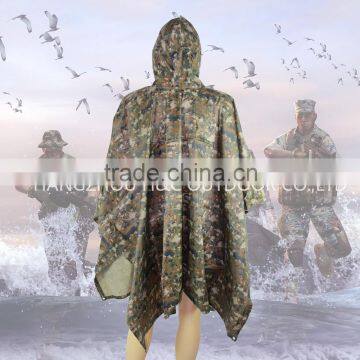 190T/210T Polyester with PVC or PU Coating Military Poncho army camouflage raincoat