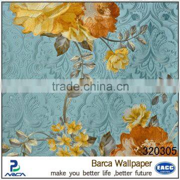 nice flower bedroom wallpaper in blue color