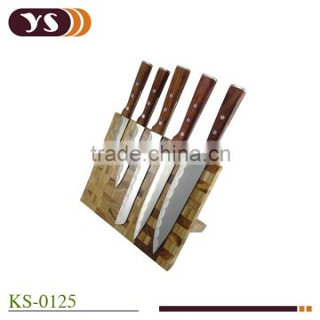 wood handle knife set with magnet knife holder