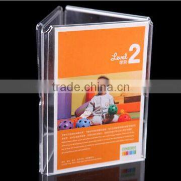 High transparent 3 sides acrylic menu stand, food menu stand for restaurant