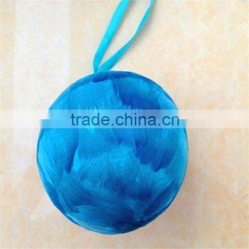 High quality sky blue christmas hanging decor feather christmas ball