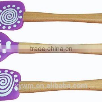 Premium bamboo Silicone Spatula Utensil Set of 3