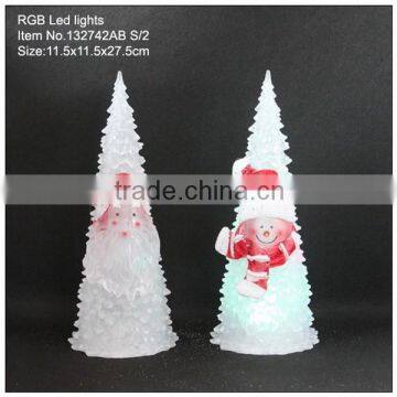 Christmas Acrylic tree and Santa and snowman with RGB led light, battery operated