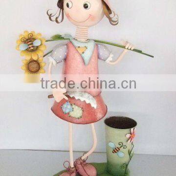 Big Metal Craft Doll Metal Girl flower planter