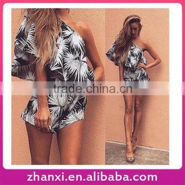 Wholesale one shoulder jumpsuits girls wearing teddies bodysuit romper womens playsuit