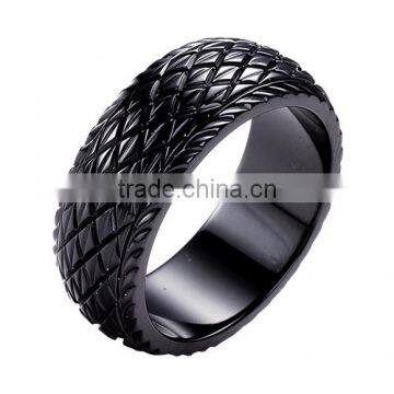 engraving carved black zirconium rings