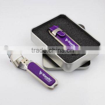 Elegant factory direct selling cross shape usb flash drive Brand Custom Leather Can be printed logo