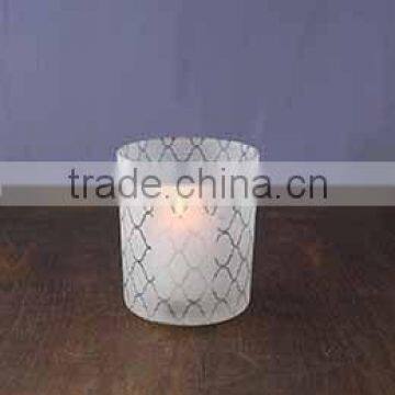 Wholesale White Printing White Finish on Glass Votive Glass Votive