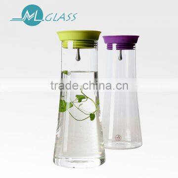 High borosilicate glass infusion clear pitcher water filter with lid