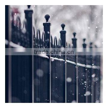 PVC coated zinc steel guardrail fence,black zinc coated steel fence post and wrought iron fence design