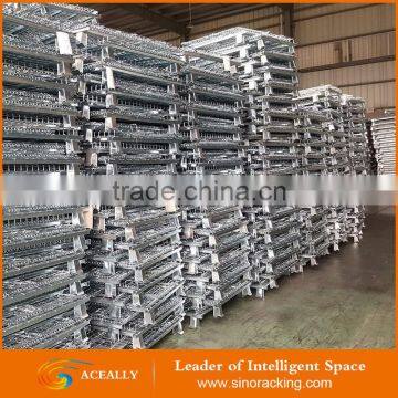 Aceally Folding Rigid Metal Stillsge Cage with Wooden Pallet