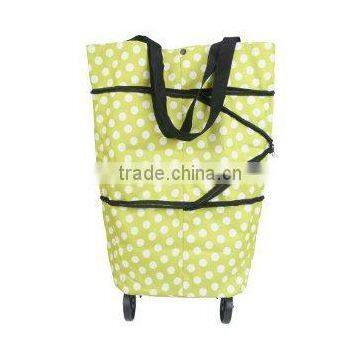 Colorful foldable shopping bag with wheels