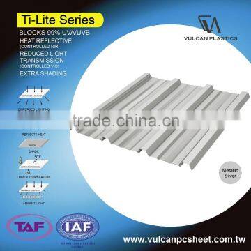 Sun Shading Solid Corrugated Polycarbonate Sheet (Ti-Lite Metallic Silver) photo-2