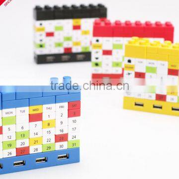 Creative USB HUB DIY blocks usb 2.0 hub calendar with bluetooth/usb hub with cable/Executive DIY desk calendar 2015