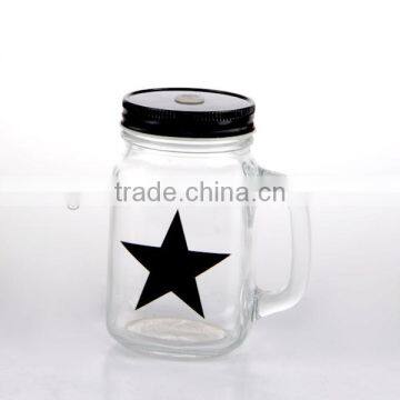 15oz Pentacle Decal Glass Mason Jar With Handle photo-4