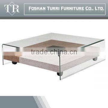 Modern Living Room Furniutre Glass Side Table With Wheels photo-4