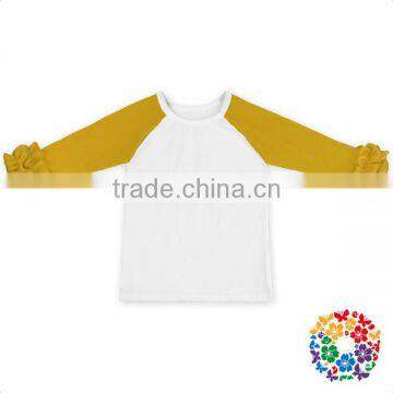 Kids Girls White T Shirts Blank Cotton Tops Long Sleeve Icing Raglan Shirts photo-5