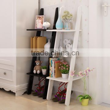 Hot sale wood corner storage shelf 3 tier Wood Leaning Ladder Book / Magazine Shelf