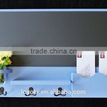 Entryway Wall Decor Chalkboard Mail & Letter Holder With Key Hooks or Coat Rack Wall Shelf Black Board photo-2