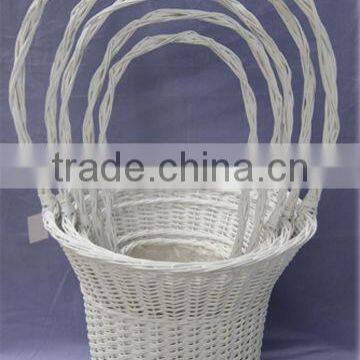 White Large Willow Flower Basket