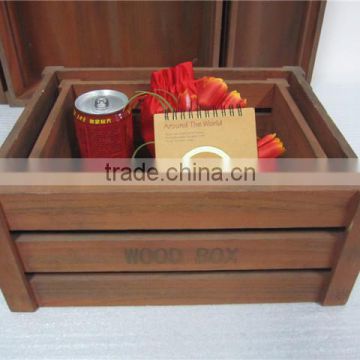 customization paulownia wood crate with wheels and handle