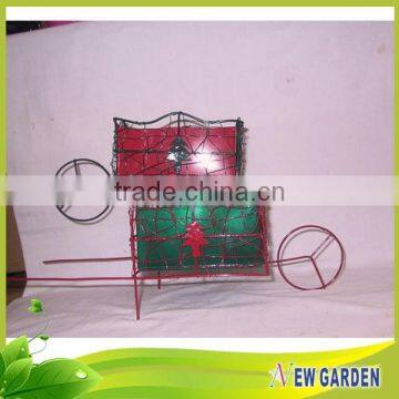 Unique Cute Durable Black And Red Garden Metal Wheelbarrow Planters photo-3
