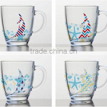 7oz 8oz 9oz 12oz Sea Ship Serise Color Pinting Water Glass Mug Dinking Glass Cup Set photo-3