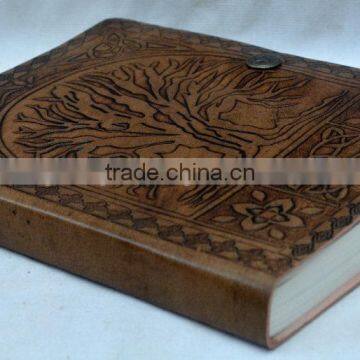 Handmade Vintage Tree Of Life Embossed Tan Color Leather Notebook photo-3