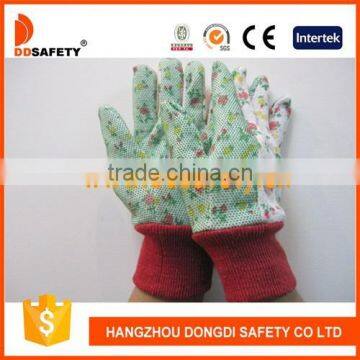 DDSAFETY Flower Cotton Back Mini Dots On Palm Garden Gloves