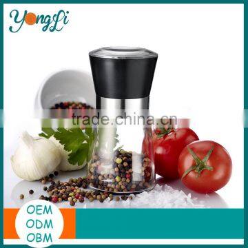 New 2016 Food Grade Empty ABS PP Glass Pepper Grinder Bottle