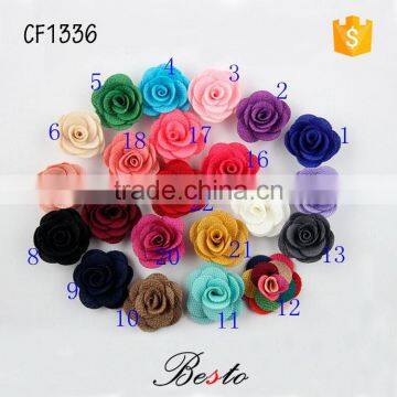 The three-dimensional small rose fabric flower for hairpin