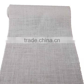 30cm*300cm white color burlap runner sewn edge on small rolls