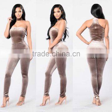 latex catsuit women velvet bodysuit Jumpsuit, Tube Choker velvet suits designs for women