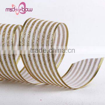 Wholesale Single Sided Golden Wired Glitter Jute Ribbon for Gift Bow photo-3
