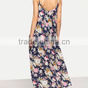 Woman/girls Fashion Floral Print Flowy Maxi Beach Long Dress photo-4