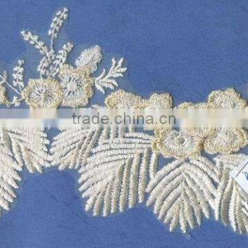 Top quality embroidery mesh beaded lace trim