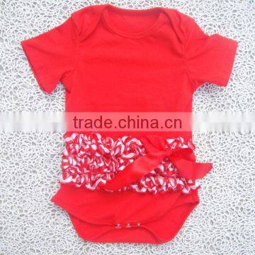 100% cotton New design Hot football bodysuit with satin ruffles for baby