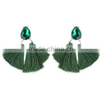 Bohemian Jewelry Rhinestone With Long Colorful Tassel Charms Earrings for Women photo-4