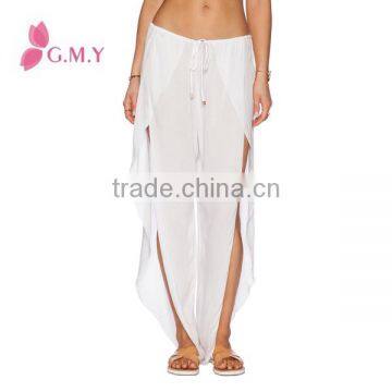 Chiffon Pants for Women Specil Cutting With Fork at Side Elastic Waist Bohemian Style Clothing Bulk Production photo-5
