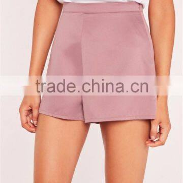 High Waist Women Plain Pink Satin Shorts Lilac Wholesale High Quality photo-6