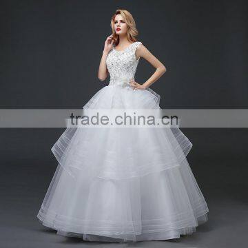 MGOO High Quality Customized Robe Marriage Wedding Dress Sleeves Empire Waist Elegant Tulle Crystal Ball Gown photo-3